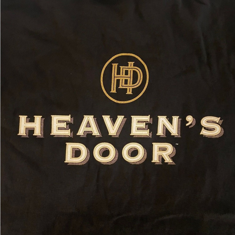 Heavens Door American Bourbon Whiskey T-shirt size Medium Black Comfort Colors